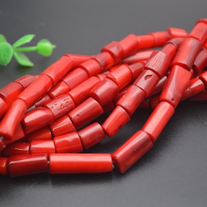 1 strand Red or Orange color Sea Bamboo Coral Tube Stone Loose Beads DIY Jewelry making Supplies