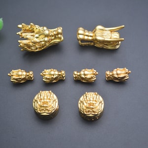 10 pezzi di colore oro 18 carati cinese drago fortunato testa lunga perline di metallo creazione di gioielli fai da te ciondoli