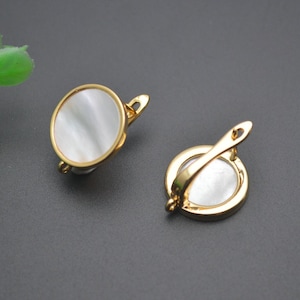 10pc  Leverback Earring Clasps Anti-fading Gold Silver Color Round Shape Natural MOP Shell Jewelry Earrings making