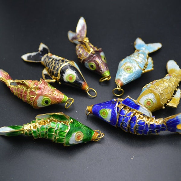 1pc 80~85mm Big Size Cloisonne Carp Fish Charm Pendant Bright color Fashion Necklace Jewelry Making Supplies