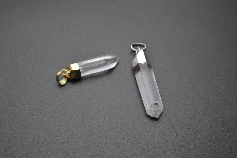 Gold plating Silver color plating Natural Crystal Point Pillar Rough Stone Pendant