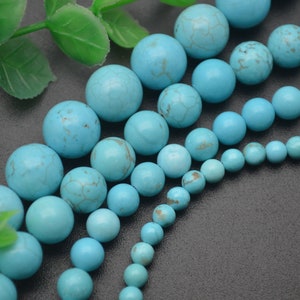 4mm~10mm Blue Howlite Turquoise Stone Round Beads for Jewelry making
