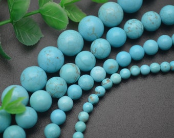 4mm~10mm Blue Howlite Turquoise Stone Round Beads for Jewelry making
