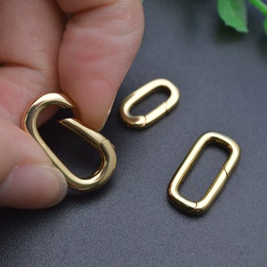 5pc 18k Gold plating Metal Copper Oval shape Carabiner Spring Clasps Jewelry Findings