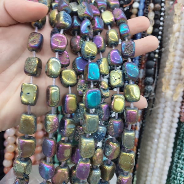 Rainbow color Drusy Agate Small Nugget Stone Loose Beads Druzy Quartz