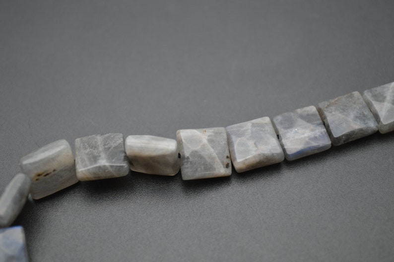 Faceted Natural Labradorite Flat Square Shape Stone Loose Beads 10mm 12mm 14mm 16mm