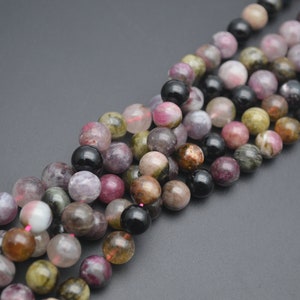 4mm~10mm Middle Good Quality Mulit Color Natural Tourmaline Stone Round Beads For Necklace Bracelets Making
