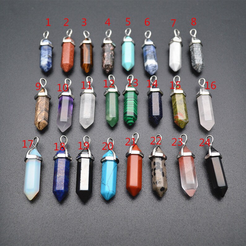 1pc Metal Bead Cap Stone Pillar Crystal Point Pendant fit Fashion Necklace Making