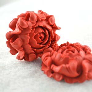Beautiful Popular Carved Red Cinnabar Stone Flower Shape Pendant fit Fashion Jewelry Making image 5