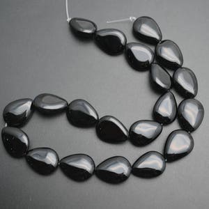 Natural Pure Black Onyx Agate Flat Drop Pear Loose Beads Jewelry Findings 10x14mm 13x18mm 18x25mm