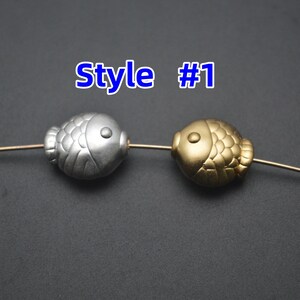 5pc Sterling Silver S999 3D Cute Fish Spacer Beads Gold Plated Silver Color Jewelry Findings