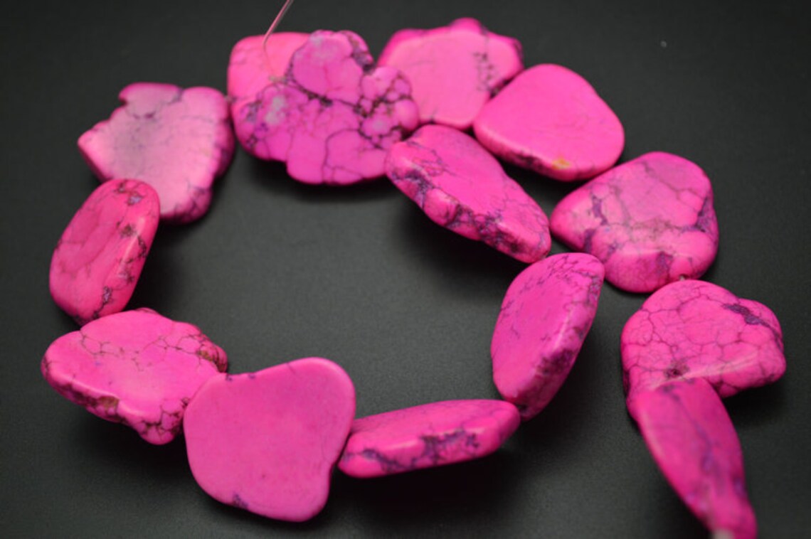 1 Strand High Quality Hot Pink and Royal Blue Color Howlite Freeform ...
