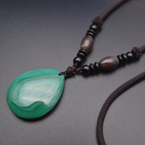 High quality Natural Malachite Stone Pear Drop Shape Gemstone Pendant Necklace
