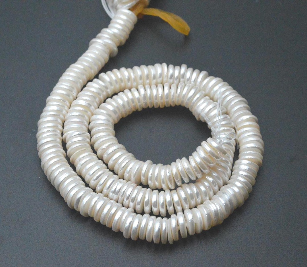 Shell Pearl Round White Shell Pearl Round Coin Slice Spacer Loose Beads DIY Jewelry ...