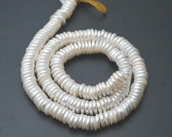 White Shell Pearl Round Coin Slice Spacer Loose Beads DIY Jewelry Making Materials