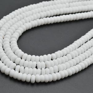 1 strand Matte White Porcelain Jade Stone Rondelle Necklace Spacer Loose Beads  4x6mm  5x8mm