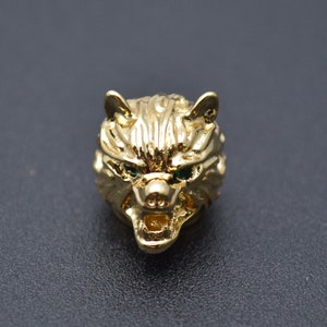 10pc New Design Wolf Head 10x14mm Metal Animal Spacer Loose Beads Jewelry Findings