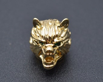 10pc New Design Wolf Head 10x14mm Metal Animal Spacer Loose Beads Jewelry Findings