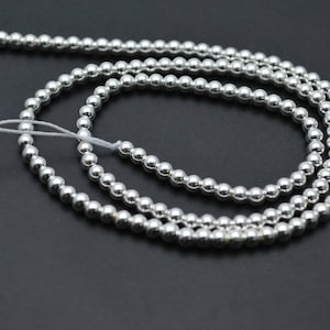 Smooth Hematite Silver color Electroplating Round Loose Beads 2mm~12mm