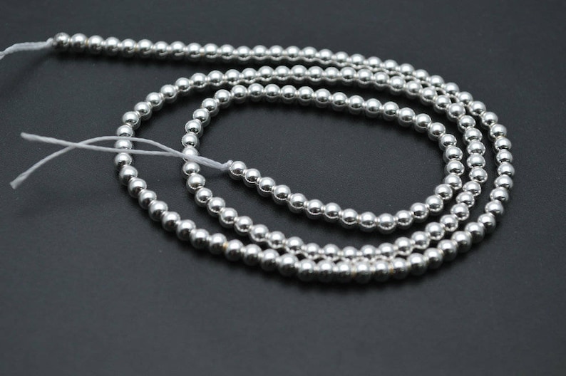 Smooth Hematite Silver color Electroplating Round Loose Beads 2mm~12mm