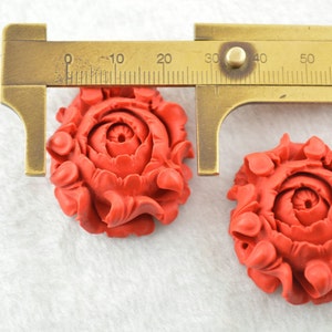 Beautiful Popular Carved Red Cinnabar Stone Flower Shape Pendant fit Fashion Jewelry Making image 3