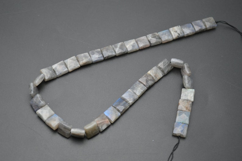 Faceted Natural Labradorite Flat Square Shape Stone Loose Beads 10mm 12mm 14mm 16mm
