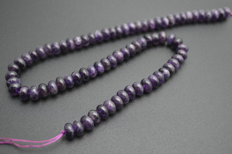 5x8mm Smooth High Quality Natural Amethyst Stone Rondelle Spacer Loose Beads