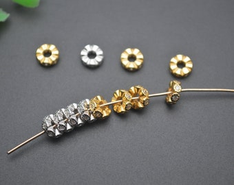 10pc 925 Sterling Silver Rondelle Spacer Beads 2x4mm 2x6mm CZ Paved Necklace Bracelets Making Metal Loose Beads Jewelry Findings