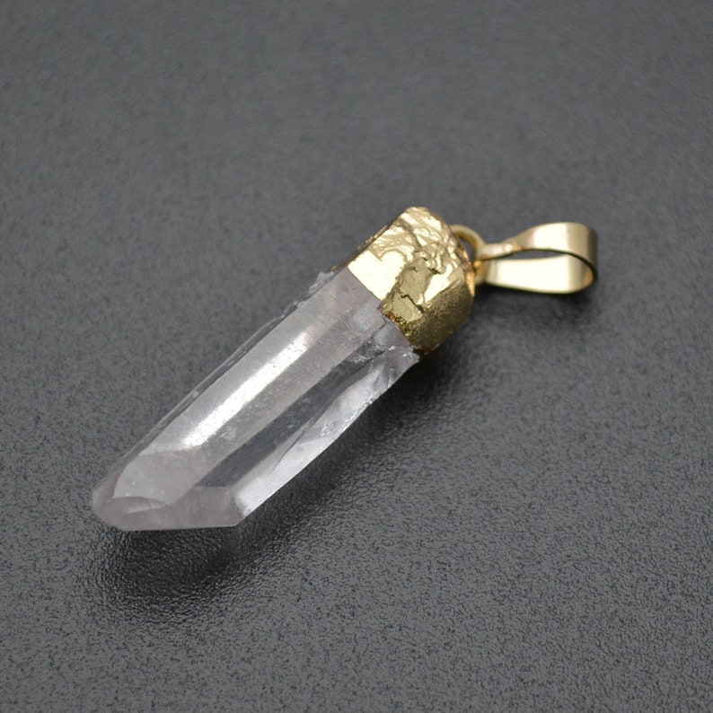 Gold plating Silver color plating Natural Crystal Point Pillar Rough Stone Pendant