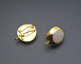 Gold Plated Natural White Pearl Round Shape Lever-back Earring Clasps for Dangle Earrings Making