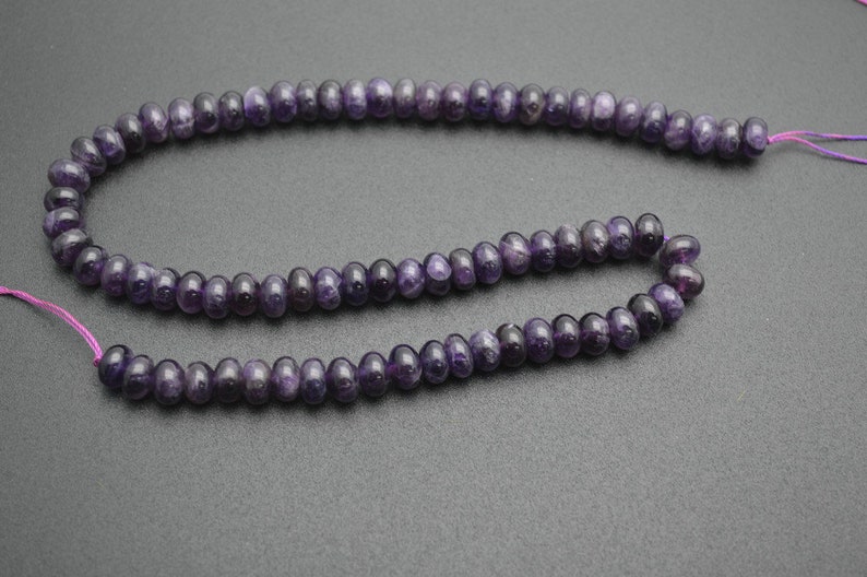 5x8mm Smooth High Quality Natural Amethyst Stone Rondelle Spacer Loose Beads
