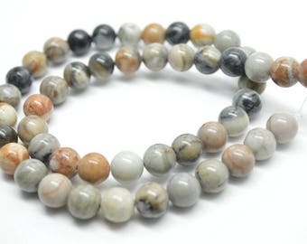 Natural Silver Gray Picasso Jasper Stone Round Loose Beads 4mm~12mm