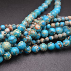 1 streng Rode of Blauwe Kleur Zee Sediment Turquoise Indruk Jasper Steen Ronde Losse Kralen 6mm 8mm 10mm