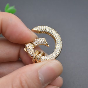 CZ beads Paved Big Size 25mm Round Circle Necklace Spring Clasps Jewelry Connectors