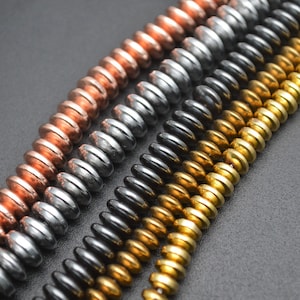 3x6mm 3x8mm Various Electroplating Color Rose Gold Silver Hematite Rondelle Spacer Loose Beads
