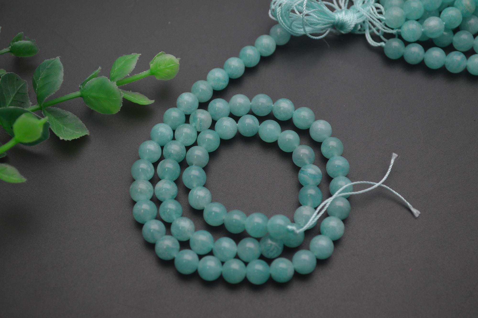 High Quality Pure Blue Color Natural Amazonite Stone Round Loose Beads ...