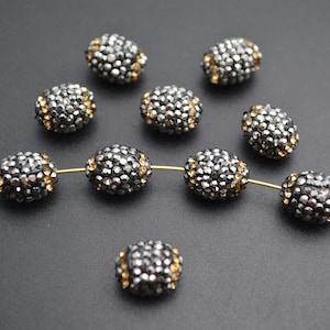 10pc geplaveide zwarte Rehinestone 10x12mm ovale vorm sieraden maken losse kralen