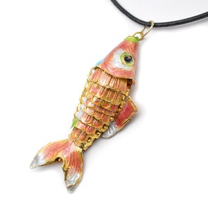 80~85mm Big Size Various Color Cloisonne Enamel Carp Fish Pendant Necklace