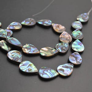 Hole in center Natural Abalone Shell Flat Drop Jewelry making Loose Beads   8x12mm 10x14mm 12x16mm 13x18mm
