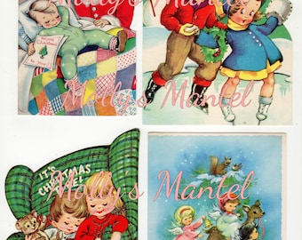 Digital Download Printable Paper Retro Vintage Scrapbook Bible Cards Junk Journal Christmas Daily December Boy Girl Kids Angel Skate