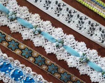 Vol. 28 "Bell Bottom Blues" Digital Vintage Washi Trim Printable Download Tape Ribbon Paper Craft Scrapbook Card Junk Journal Embroidery