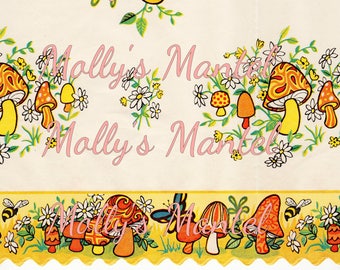 Digital Download Printable Paper Retro Vintage Scrapbook Bible Cards Junk Journal Yellow Flower Mushroom Daisy Hippie 60s 70s Butterfly