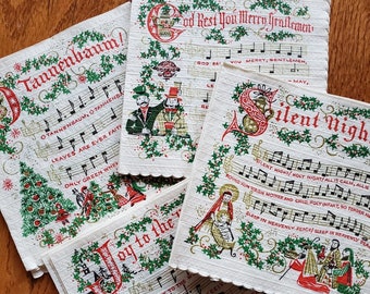 Christmas Carol Napkins Vol. 2 Digital Download Printable Paper Retro Vintage Scrapbook Bible Cards Junk Journal Daily December Hymn Song