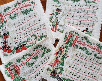Christmas Carol Napkins Vol. 1 Digital Download Printable Paper Retro Vintage Scrapbook Bible Cards Junk Journal Daily December Hymn Song