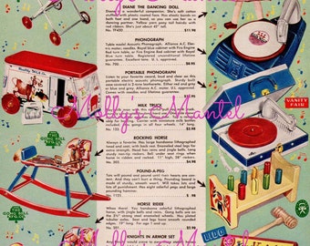 Digital Download Printable Paper Retro Vintage Scrapbook Bible Cards Junk Journal Christmas Daily December Toy Store Catalog Advertisement