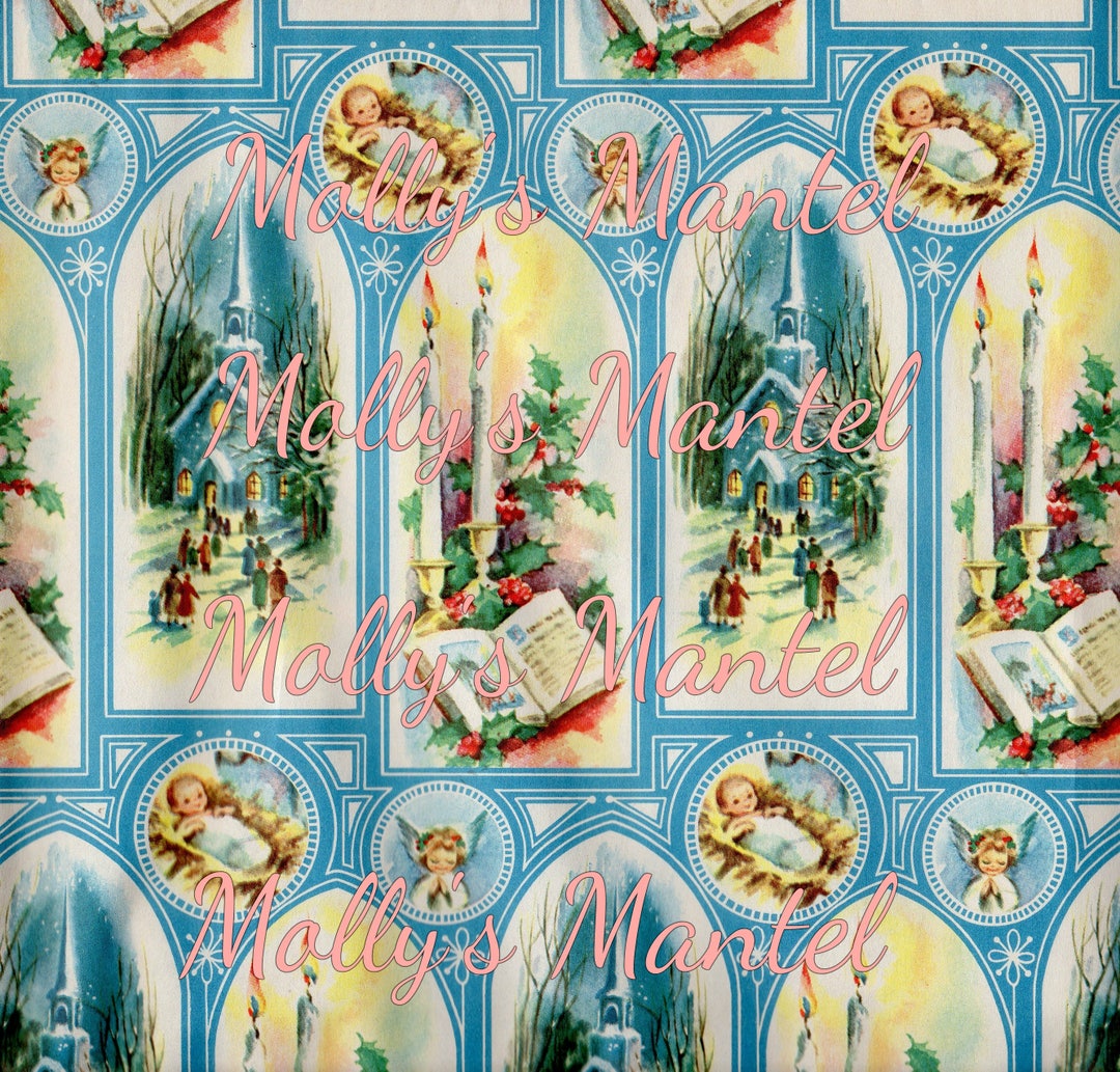 Digital Download Christmas Printable Wrap Paper Retro Vintage Scrapbook ...
