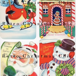 Digital Download Printable Paper Retro Vintage Scrapbook Bible Cards Junk Journal Christmas Daily December Kids Santa Snowman Gingerbread