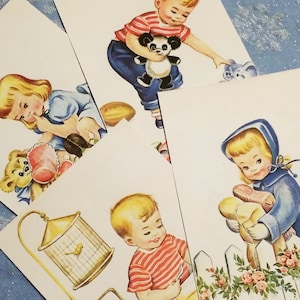 Digital Download Printable Paper Retro Vintage Scrapbook Bible Cards Junk Journal Vintage Kids Vintage Children Boy Girl Toys Midcentury 50s