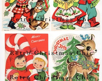 Digital Download Printable Paper Retro Vintage Scrapbook Bible Cards Junk Journal Christmas Daily December Reindeer Kids Candy Cane