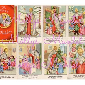 Sinterklaas Kerstboek - Digitale download afdrukbaar papier Retro Vintage wenskaart Junk Journal Dagelijks december Advent Kerstman